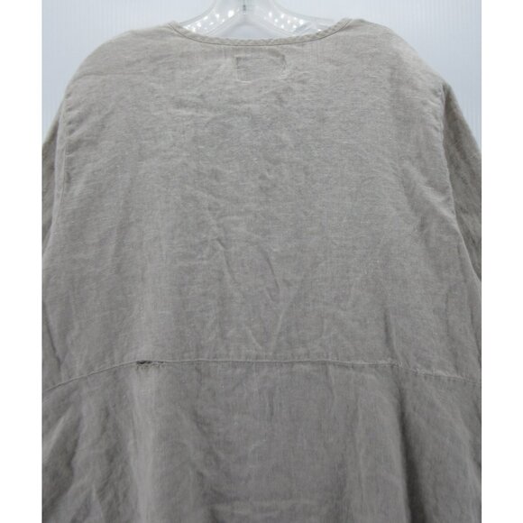 Flax Dress XL Linen Tunic Shirt Button Up Lagenlook Cottagecore * - Picture 11 of 14